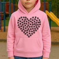 Pawprint Heart Dog Lover Kids Hoodie thumb 2