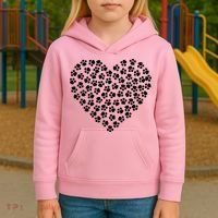 Pawprint Heart Dog Lover Kids Hoodie thumb 3