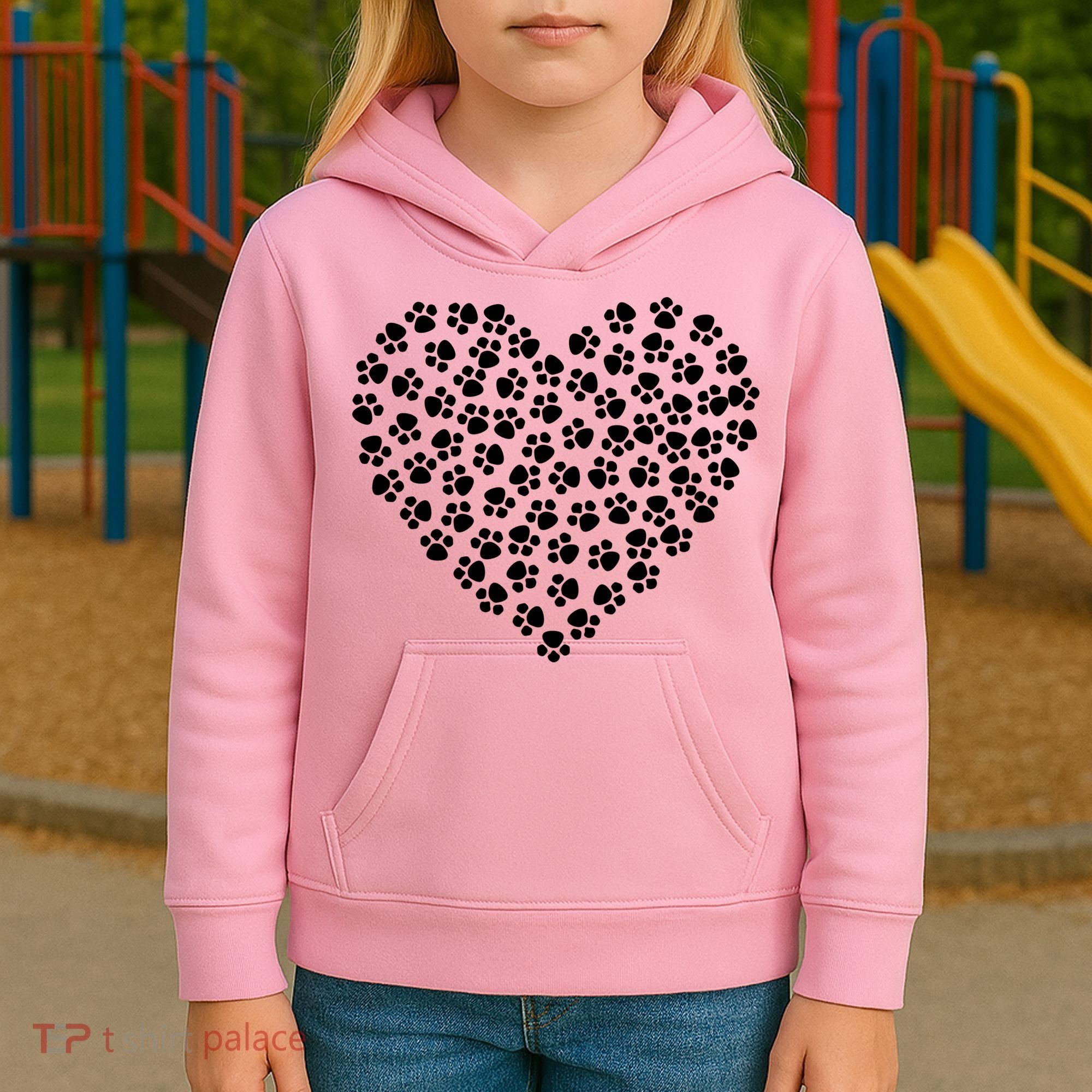 Pawprint Heart Dog Lover Kids Hoodie