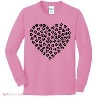 Pawprint Heart Dog Lover Kids Long Sleeve Shirt thumb 0