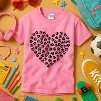 Pawprint Heart Dog Lover Kids T-Shirt thumb 3