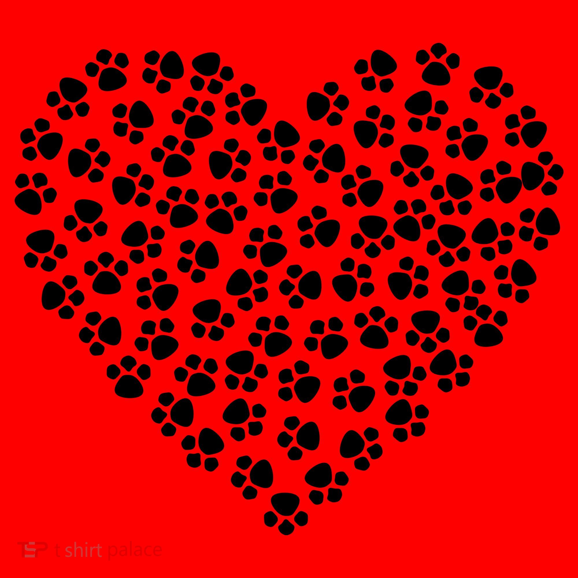 Pawprint Heart Dog Lover Santa Hat