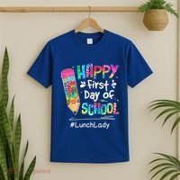 Pencil Happy First Day Of School Lunch Lady Back To T-Shirt thumb 2