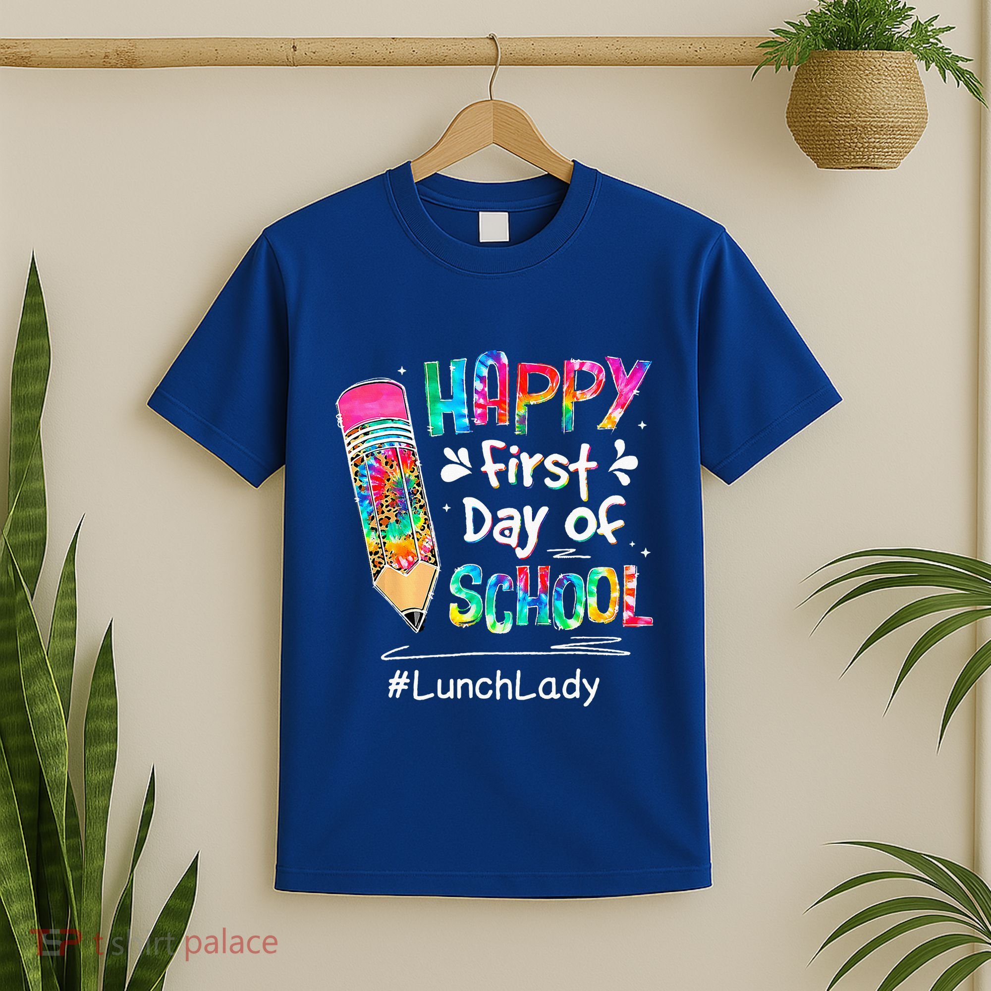 Pencil Happy First Day Of School Lunch Lady Back To T-Shirt