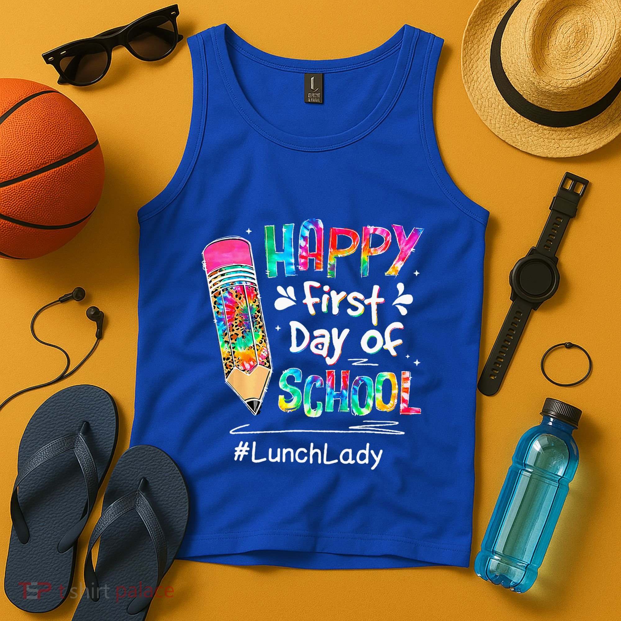 Pencil Happy First Day Of School Lunch Lady Back To Tank Top
