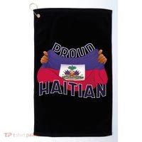 Proud Haitian Flag Golf Towel thumb 0