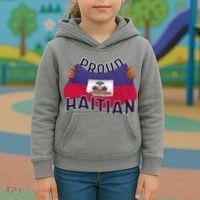 Proud Haitian Flag Kids Hoodie thumb 3