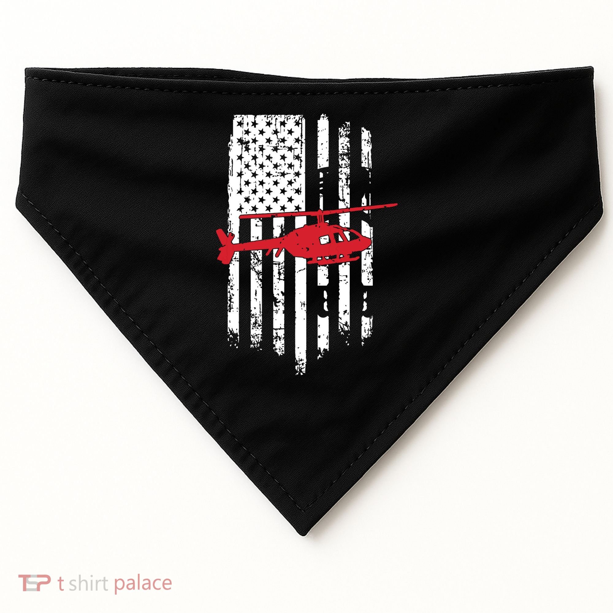 Patriotic Helicopter Flag Helicopter Pilot Gifts USA-Made Doggie Bandana
