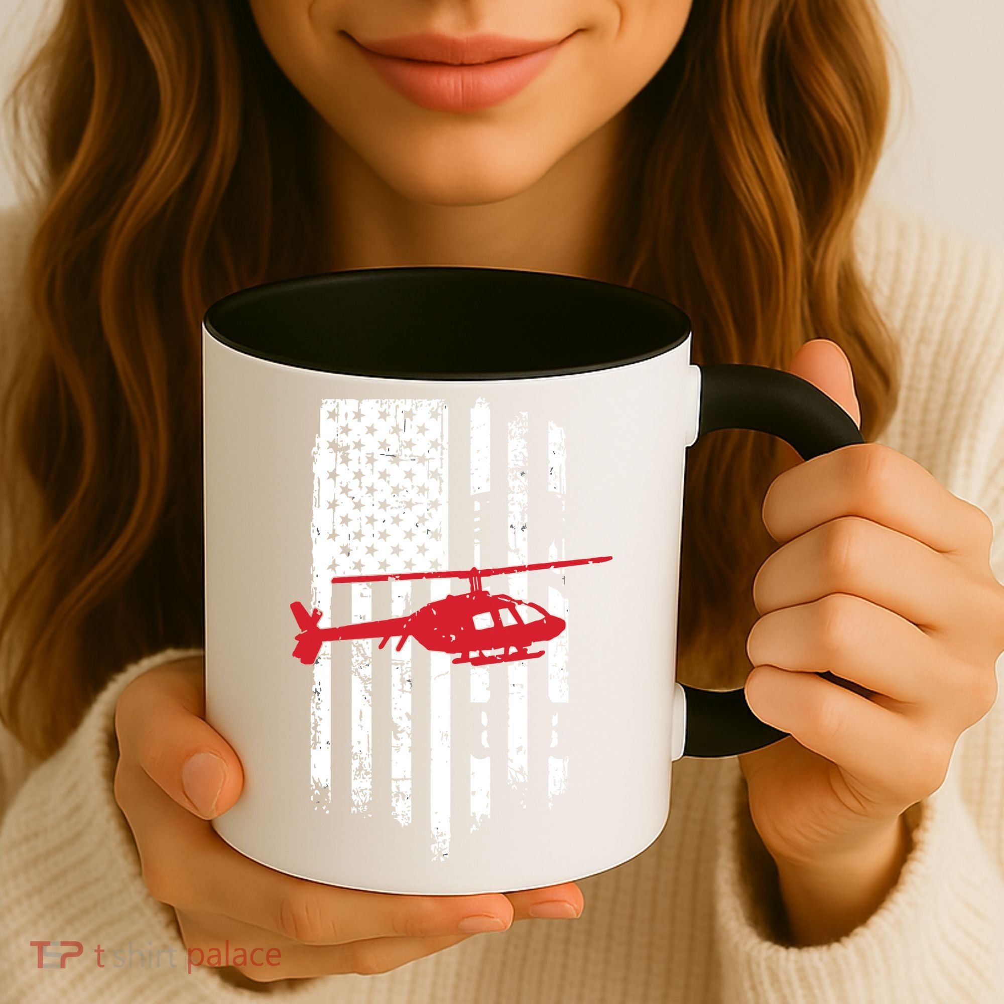 Patriotic Helicopter Flag Helicopter Pilot Gifts Coffee Mug
