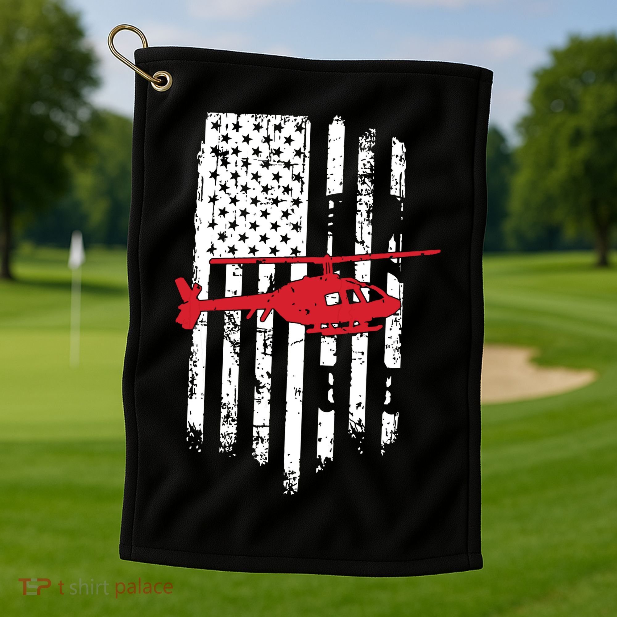 Patriotic Helicopter Flag Helicopter Pilot Gifts Golf Towel