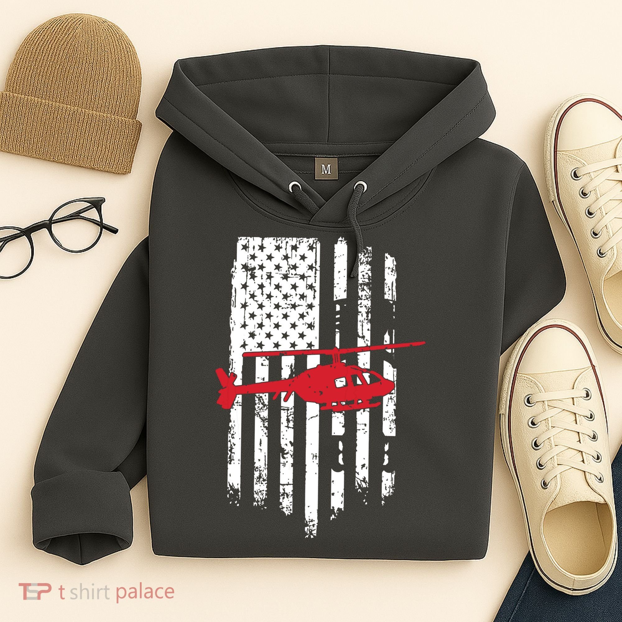 Patriotic Helicopter Flag Helicopter Pilot Gifts Hoodie