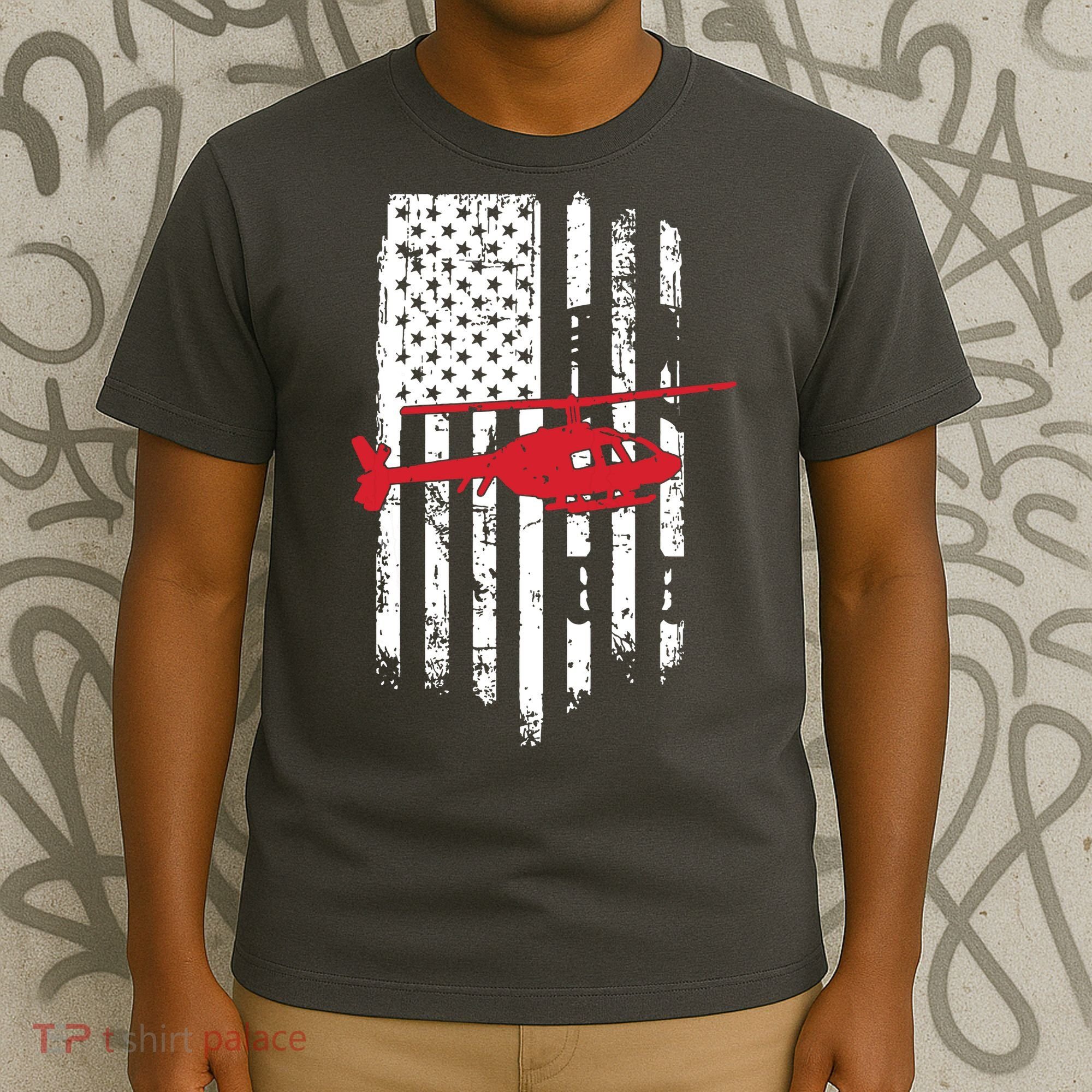 Patriotic Helicopter Flag Helicopter Pilot Gifts T-Shirt