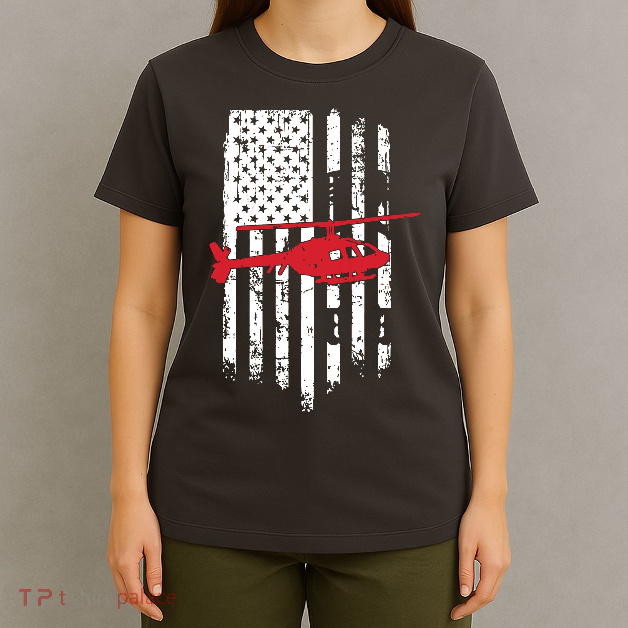 Patriotic Helicopter Flag Helicopter Pilot Gifts T-Shirt