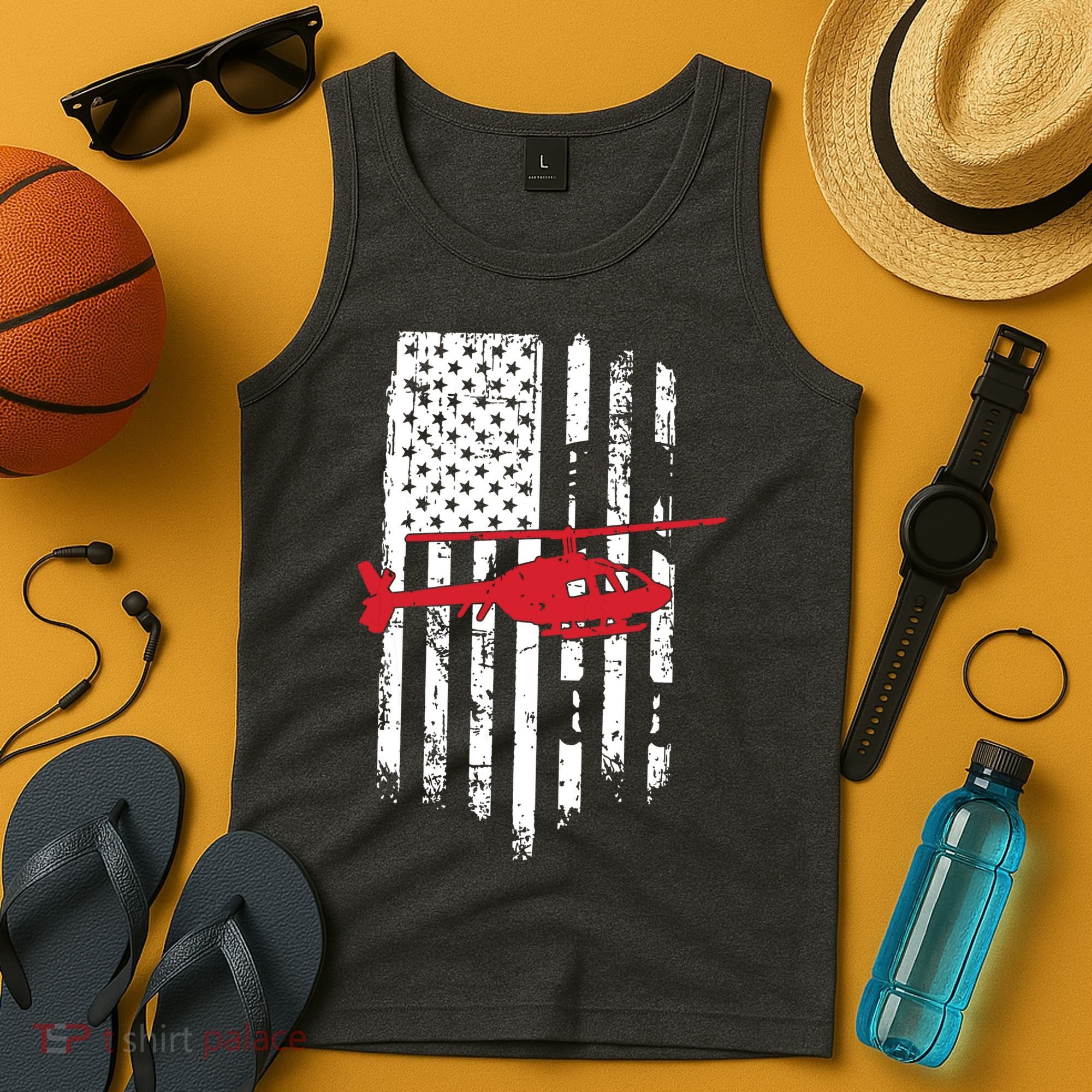 Patriotic Helicopter Flag Helicopter Pilot Gifts Tank Top