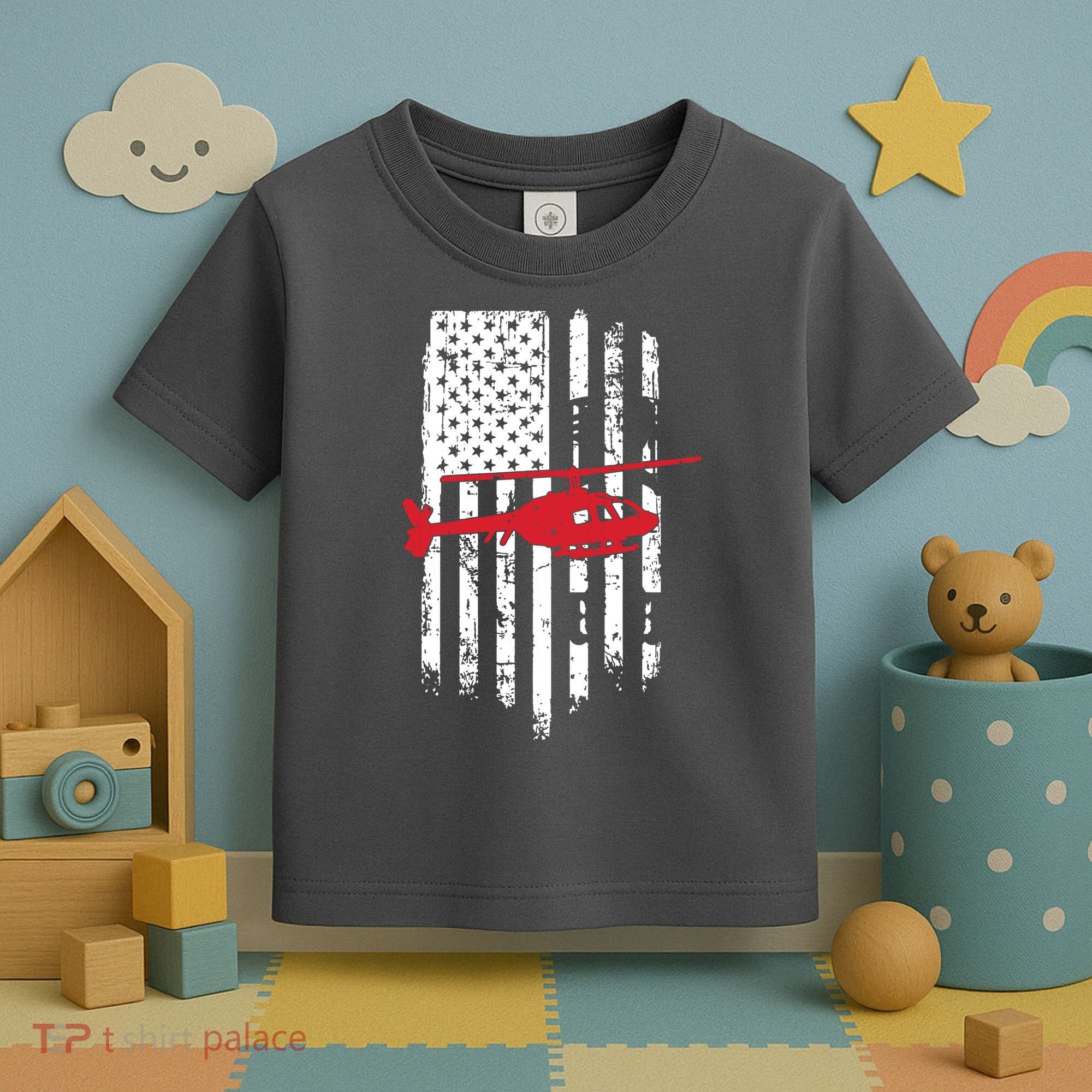 Patriotic Helicopter Flag Helicopter Pilot Gifts Toddler T-Shirt