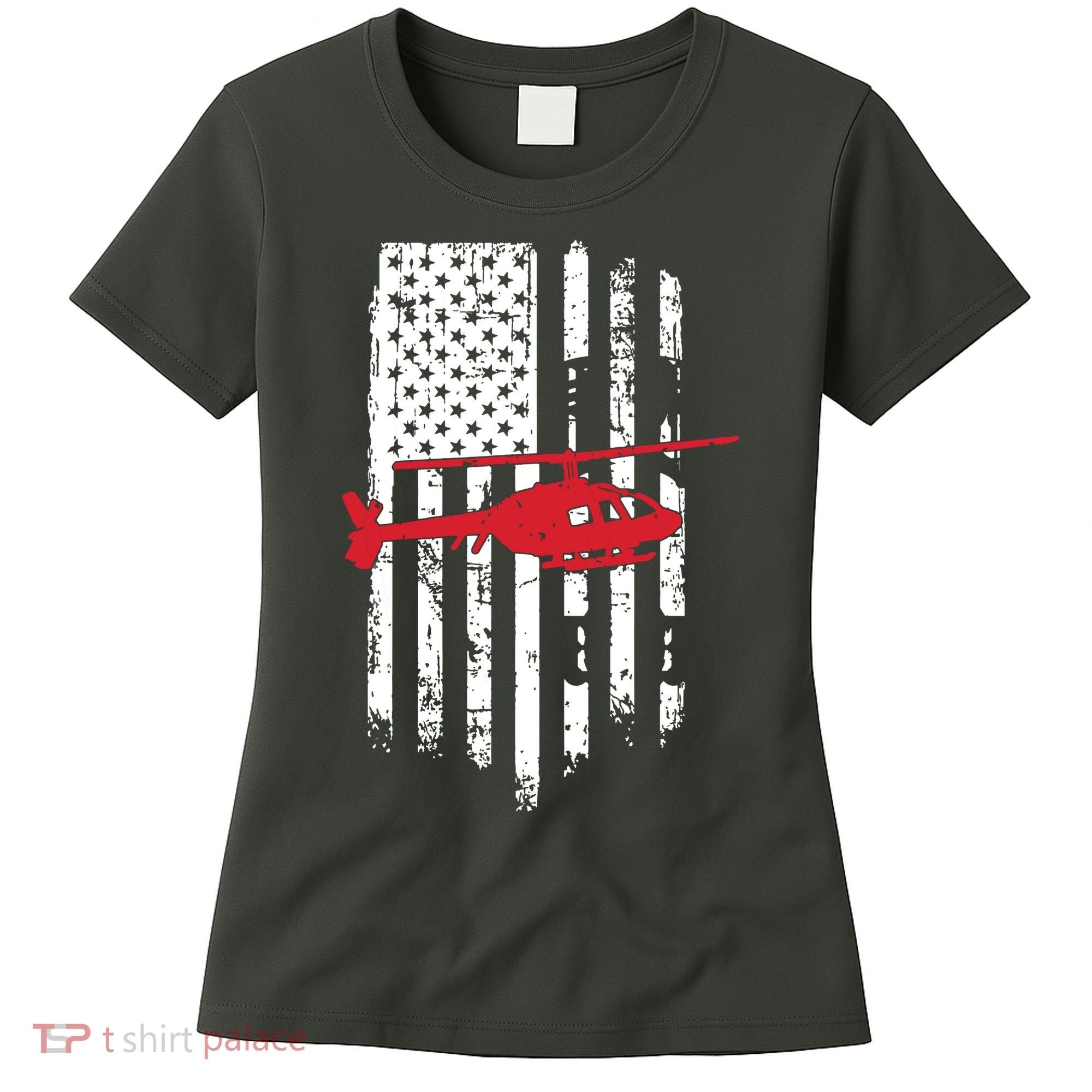 Patriotic Helicopter Flag Helicopter Pilot Gifts Women's T-Shirt