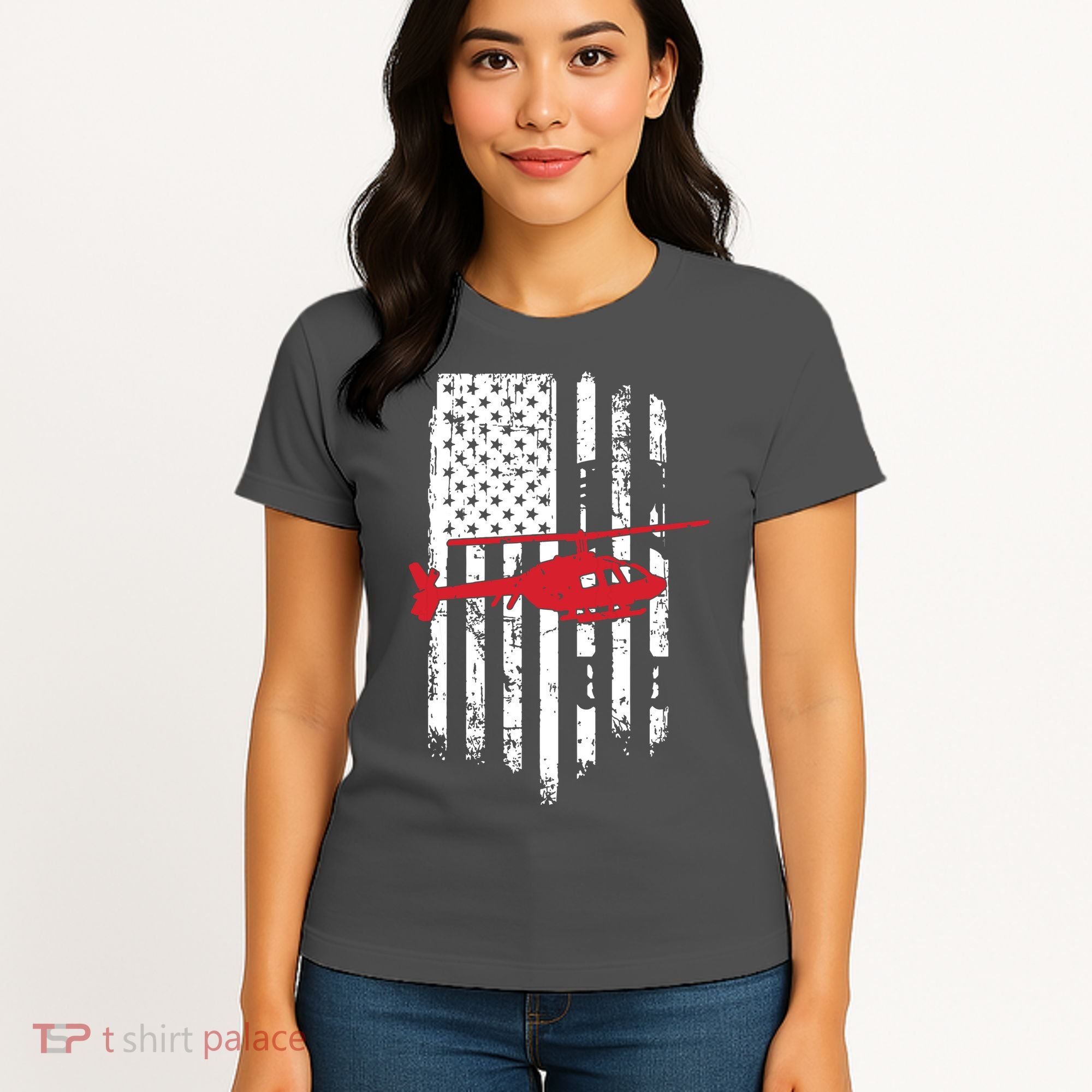 Patriotic Helicopter Flag Helicopter Pilot Gifts Women's T-Shirt