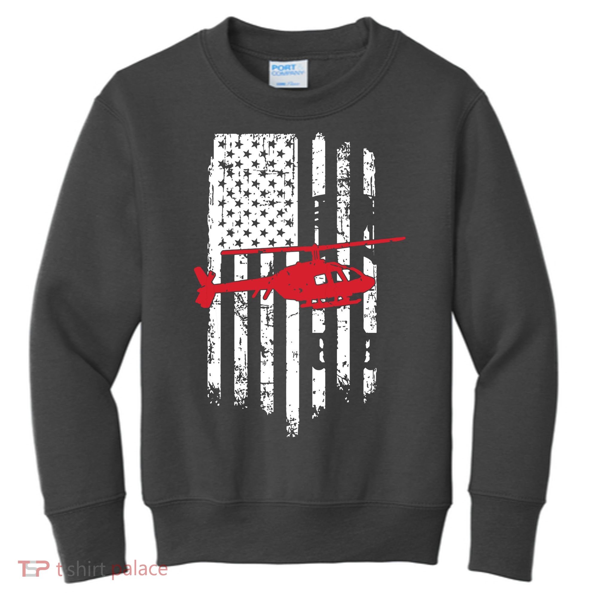 Patriotic Helicopter Flag Helicopter Pilot Gifts Kids Sweatshirt