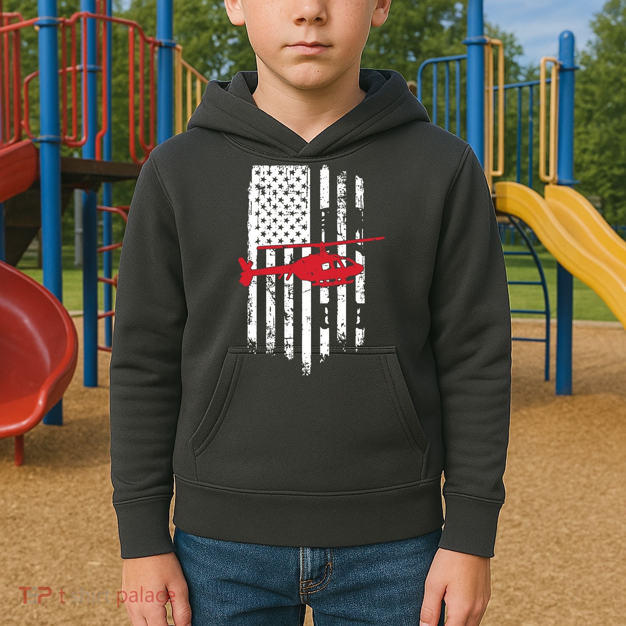 Patriotic Helicopter Flag Helicopter Pilot Gifts Kids Hoodie