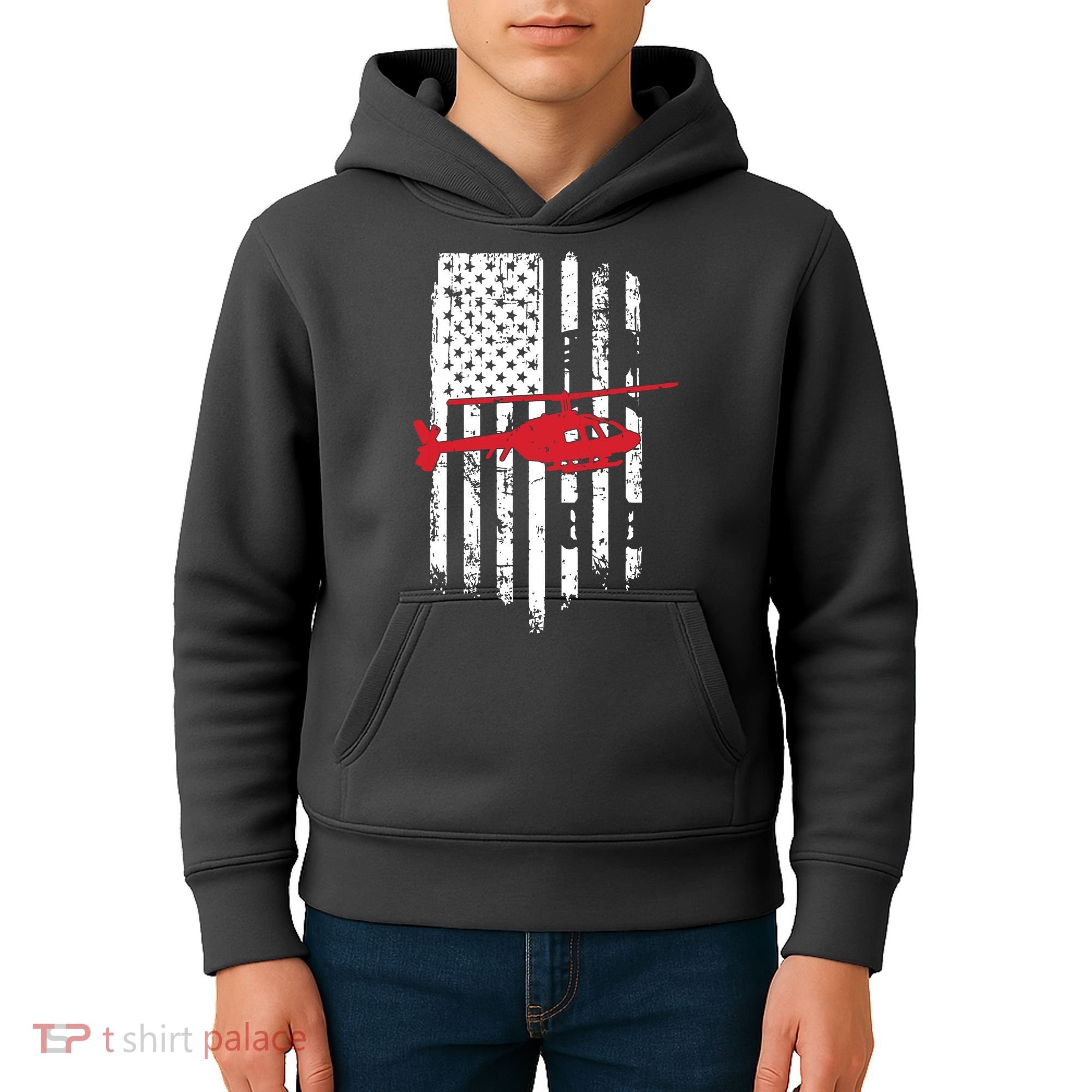 Patriotic Helicopter Flag Helicopter Pilot Gifts Kids Hoodie