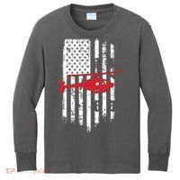 Patriotic Helicopter Flag Helicopter Pilot Gifts Kids Long Sleeve Shirt thumb 0