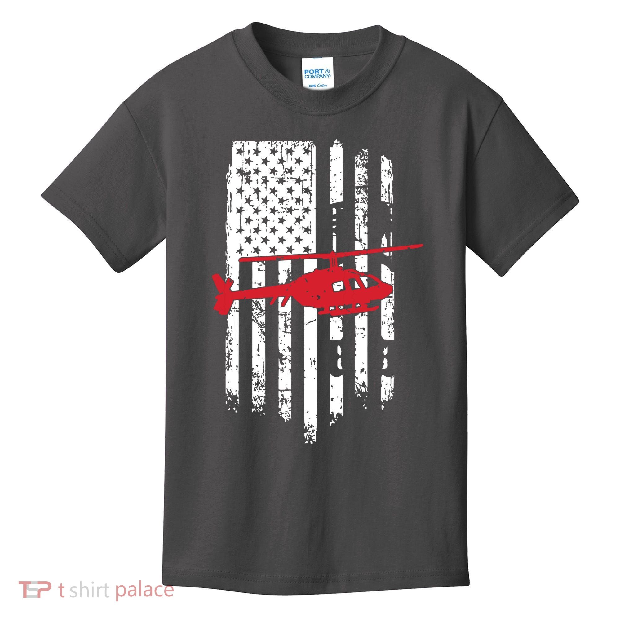Patriotic Helicopter Flag Helicopter Pilot Gifts Kids T-Shirt