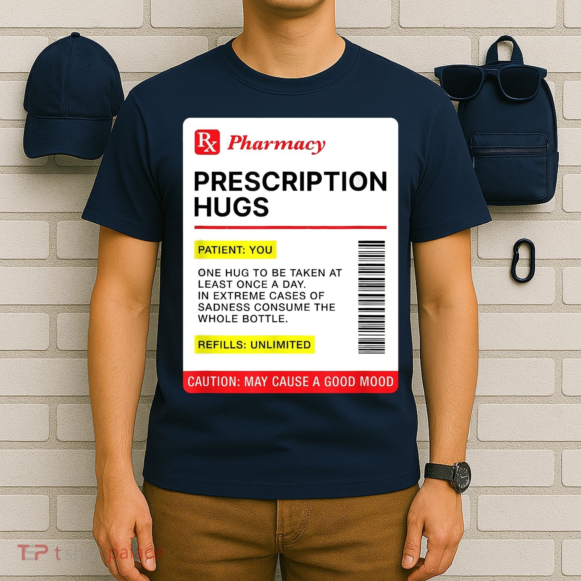 Prescription Hugs Funny Label Lazy Halloween Costume Party T-Shirt