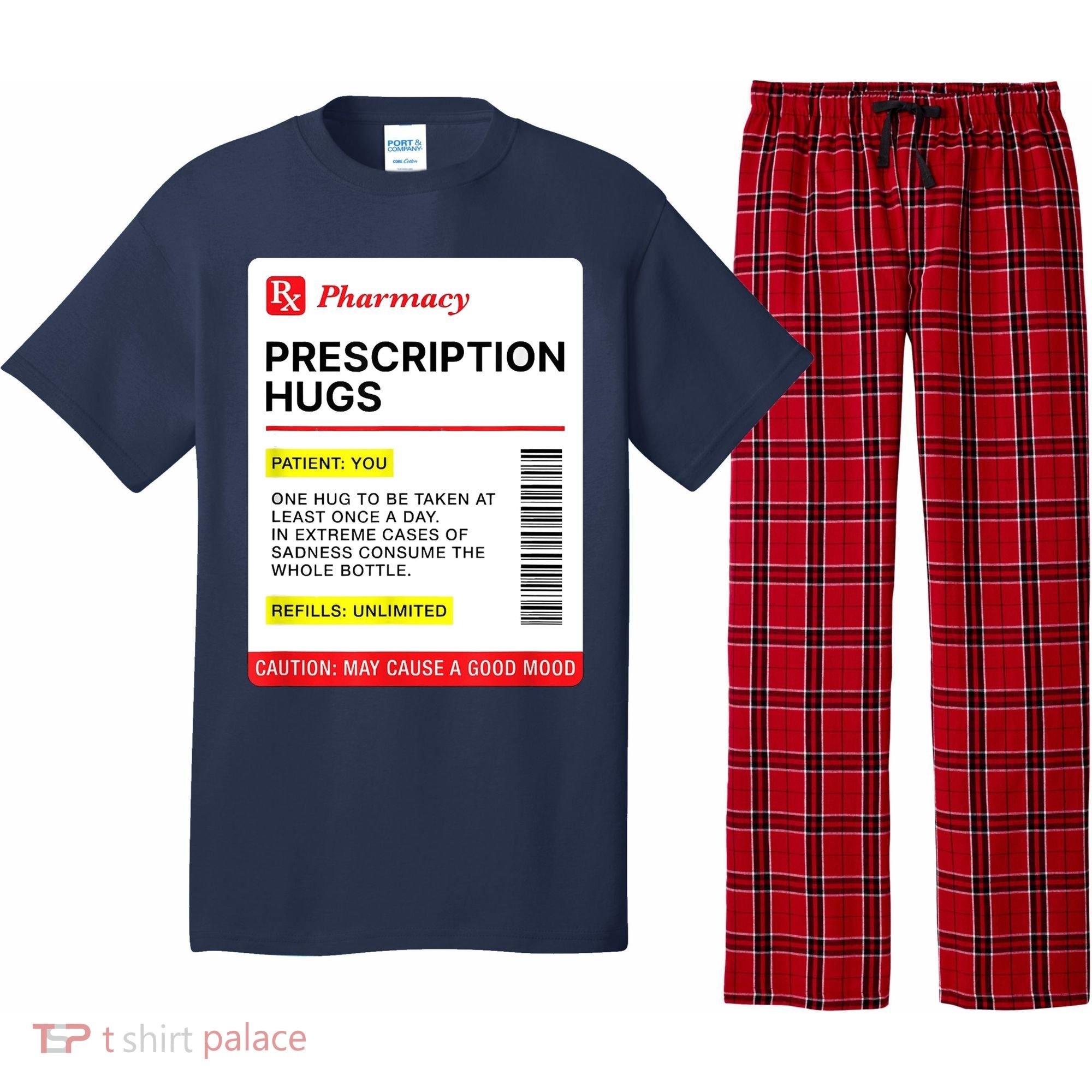 Prescription Hugs Funny Label Lazy Halloween Costume Party Pajama Set