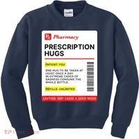 Prescription Hugs Funny Label Lazy Halloween Costume Party Kids Sweatshirt thumb 0