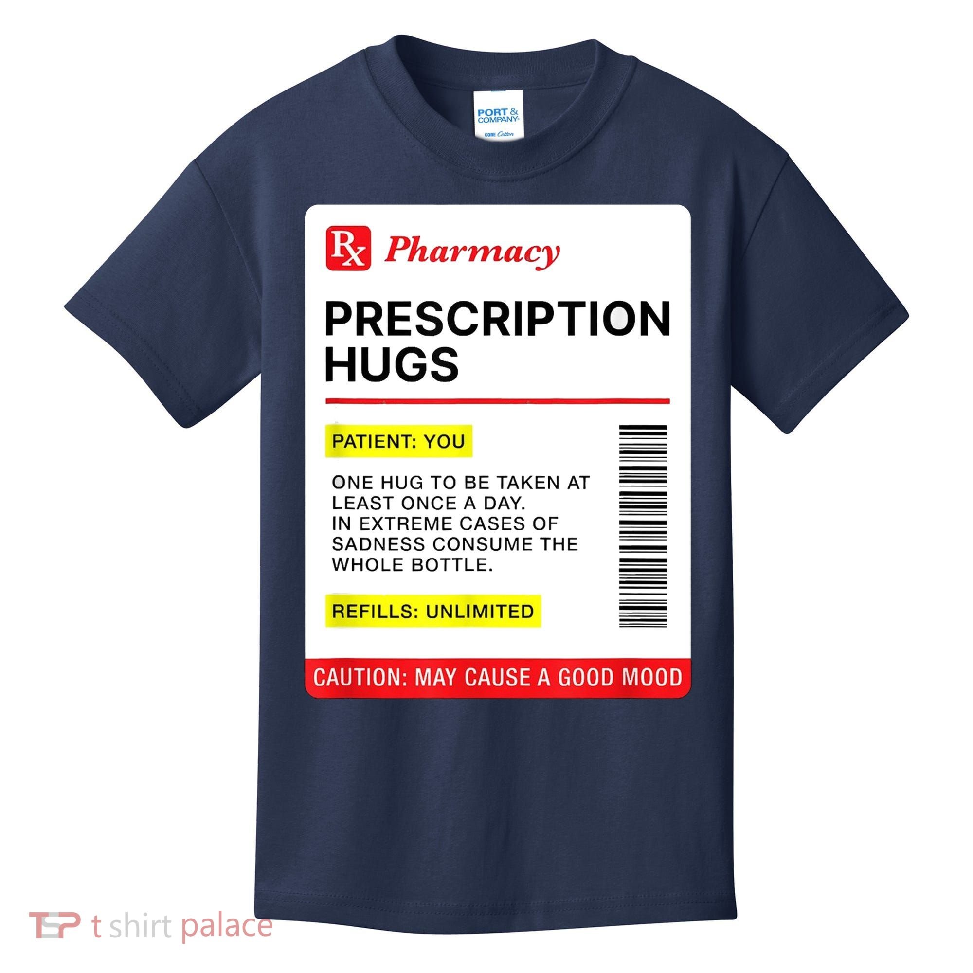 Prescription Hugs Funny Label Lazy Halloween Costume Party Kids T-Shirt