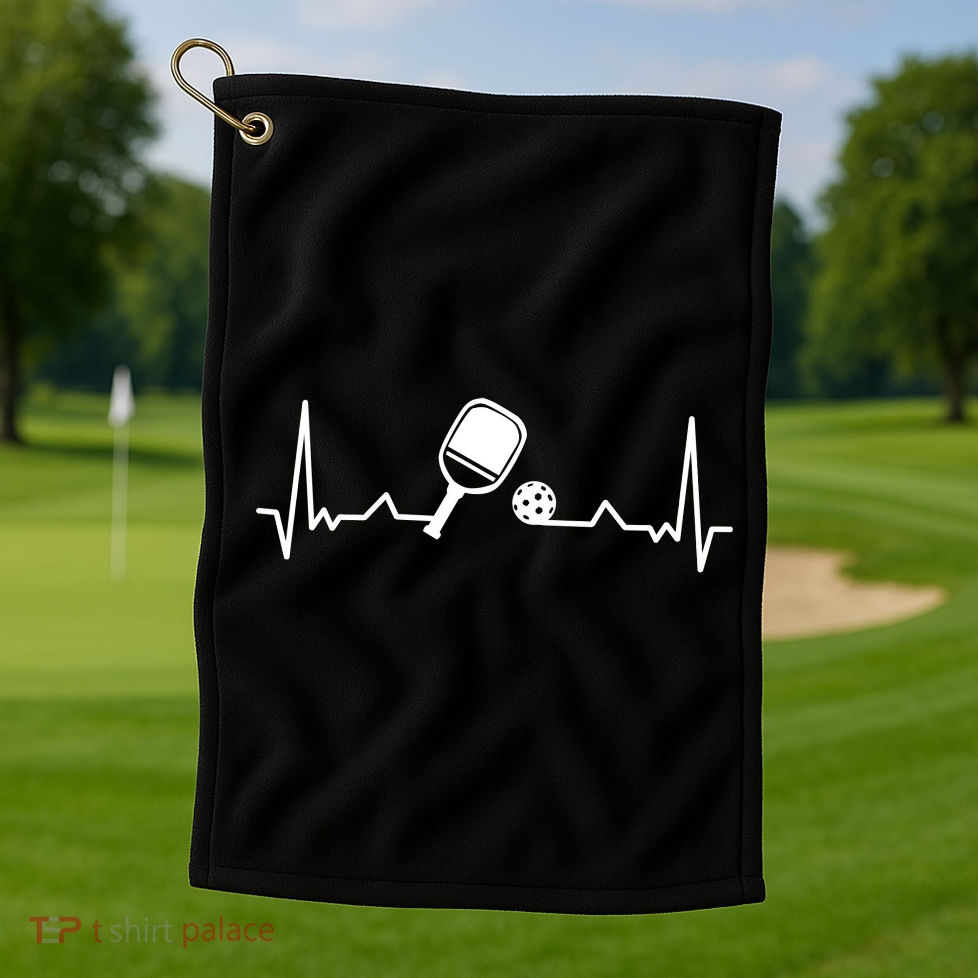Pickleball Heartbeat Gift Pickleball Player Gift Golf Towel