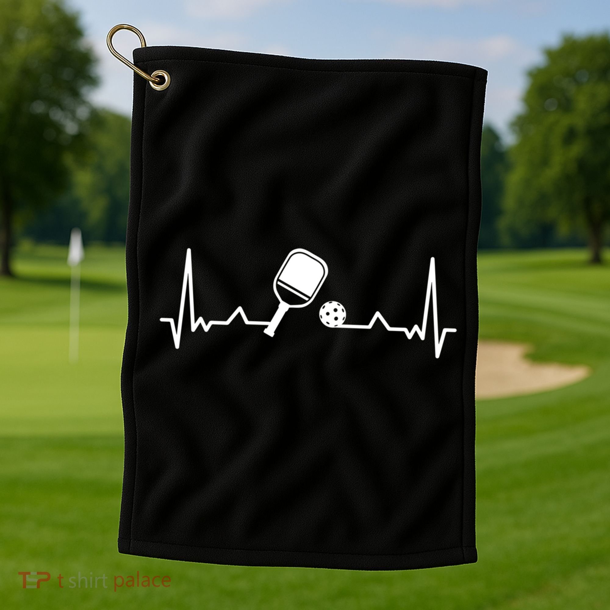 Pickleball Heartbeat Gift Pickleball Player Gift Golf Towel