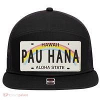 Pau Hana Hawaii License Plate 7 Panel Mesh Trucker Snapback Hat thumb 0