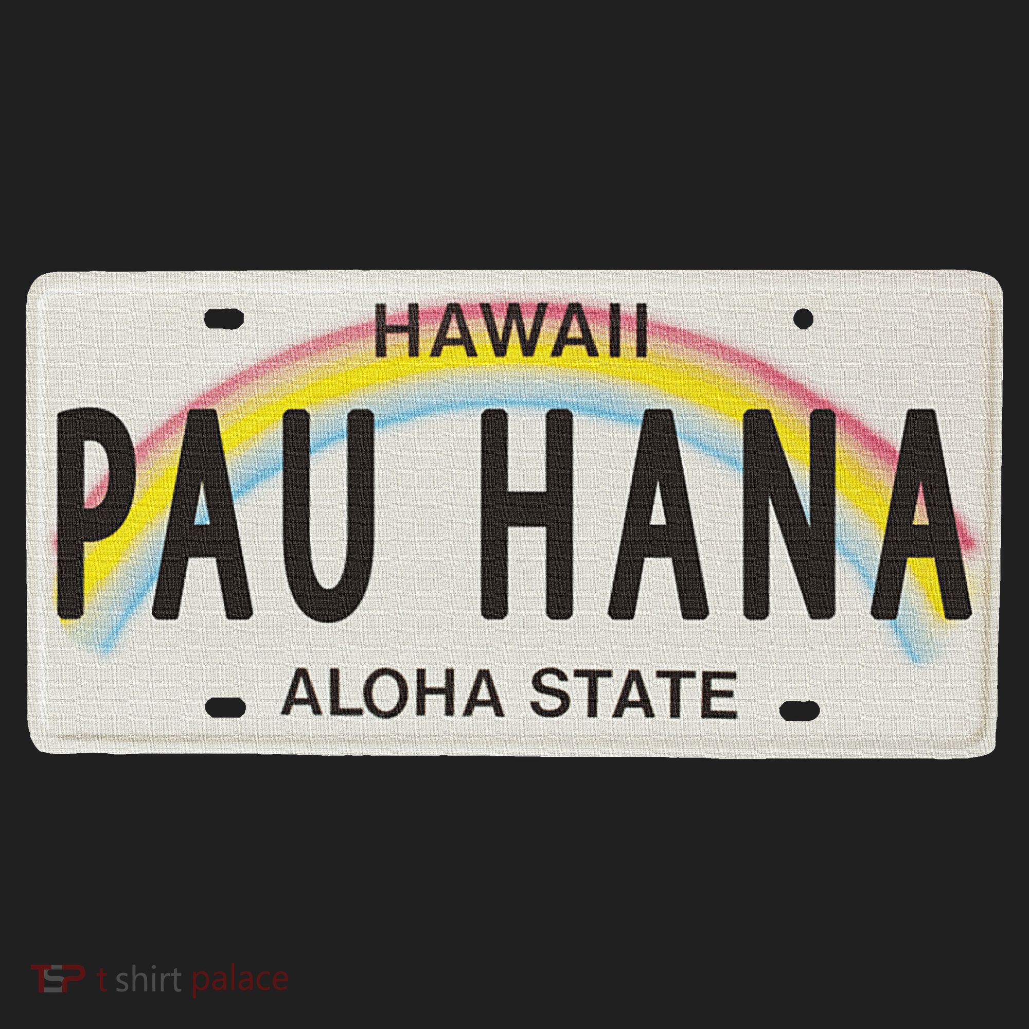 Pau Hana Hawaii License Plate Ladies Heavyweight Boxy Pullover Hoodie