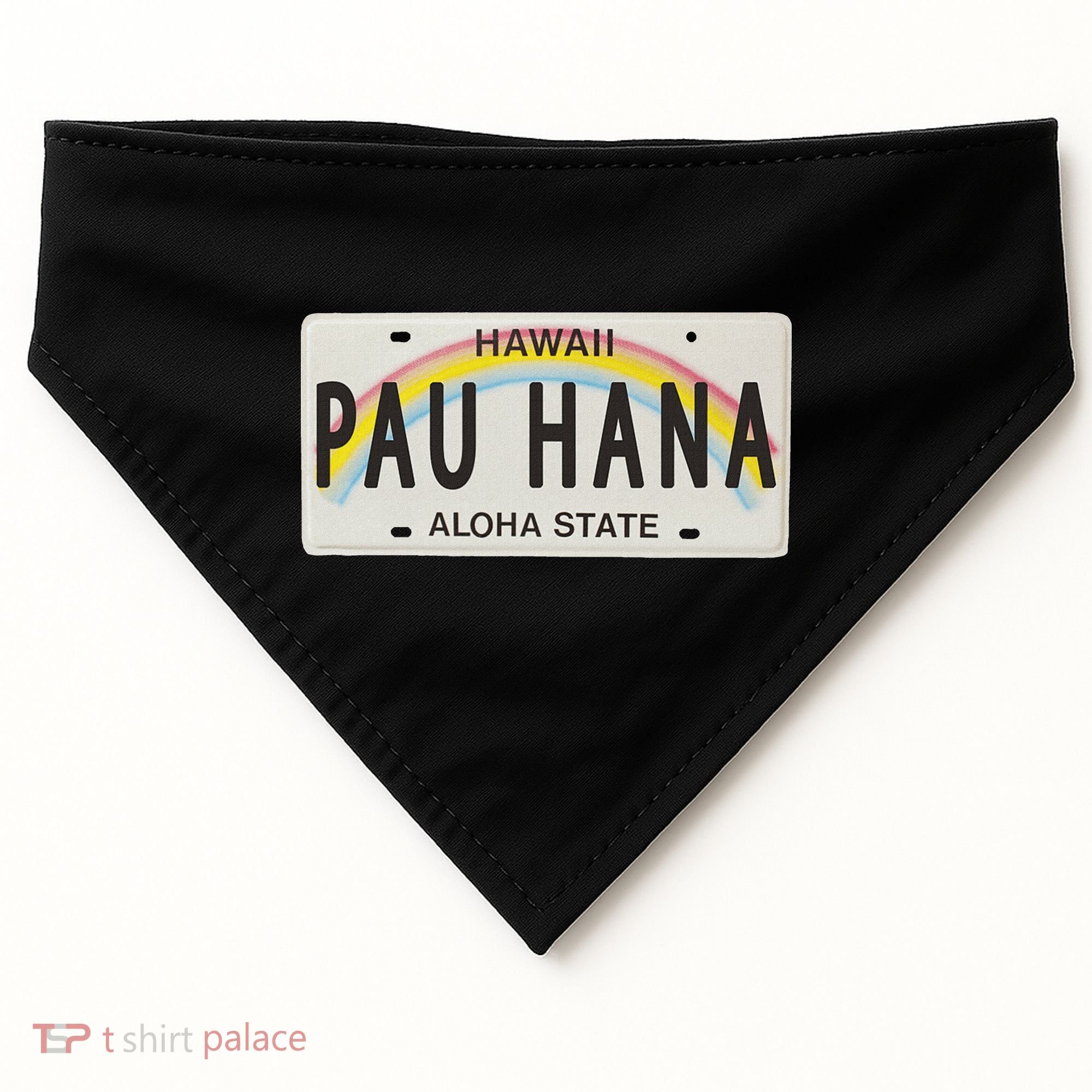 Pau Hana Hawaii License Plate USA-Made Doggie Bandana