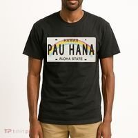 Pau Hana Hawaii License Plate Tall T-Shirt thumb 2