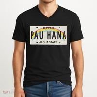 Pau Hana Hawaii License Plate V-Neck T-Shirt thumb 2