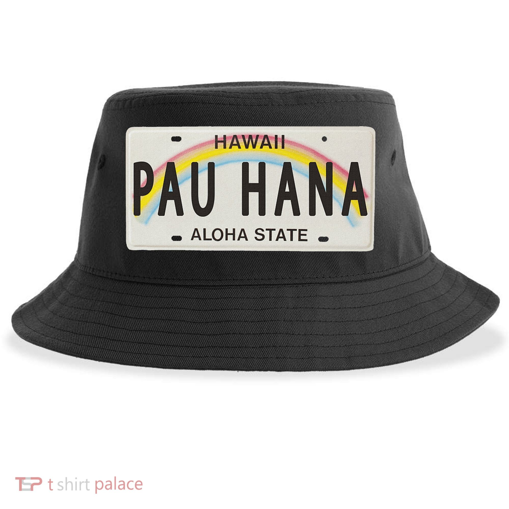 Pau Hana Hawaii License Plate Sustainable Bucket Hat