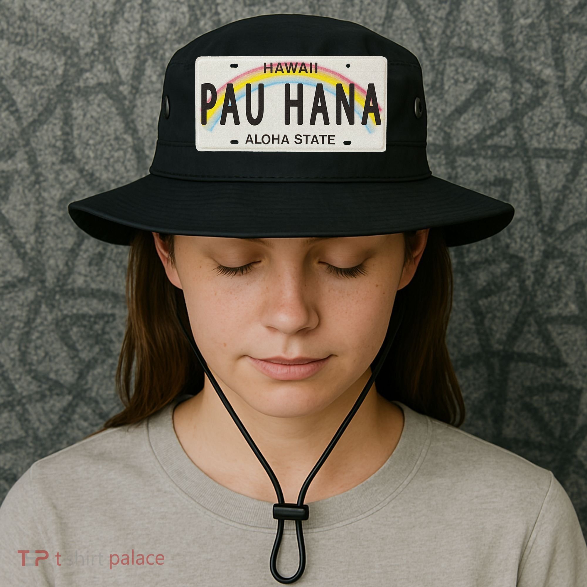 Pau Hana Hawaii License Plate Bucket Hat