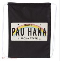 Pau Hana Hawaii License Plate Drawstring Bag thumb 0