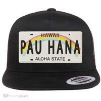 Pau Hana Hawaii License Plate Flat Bill Trucker Hat thumb 0