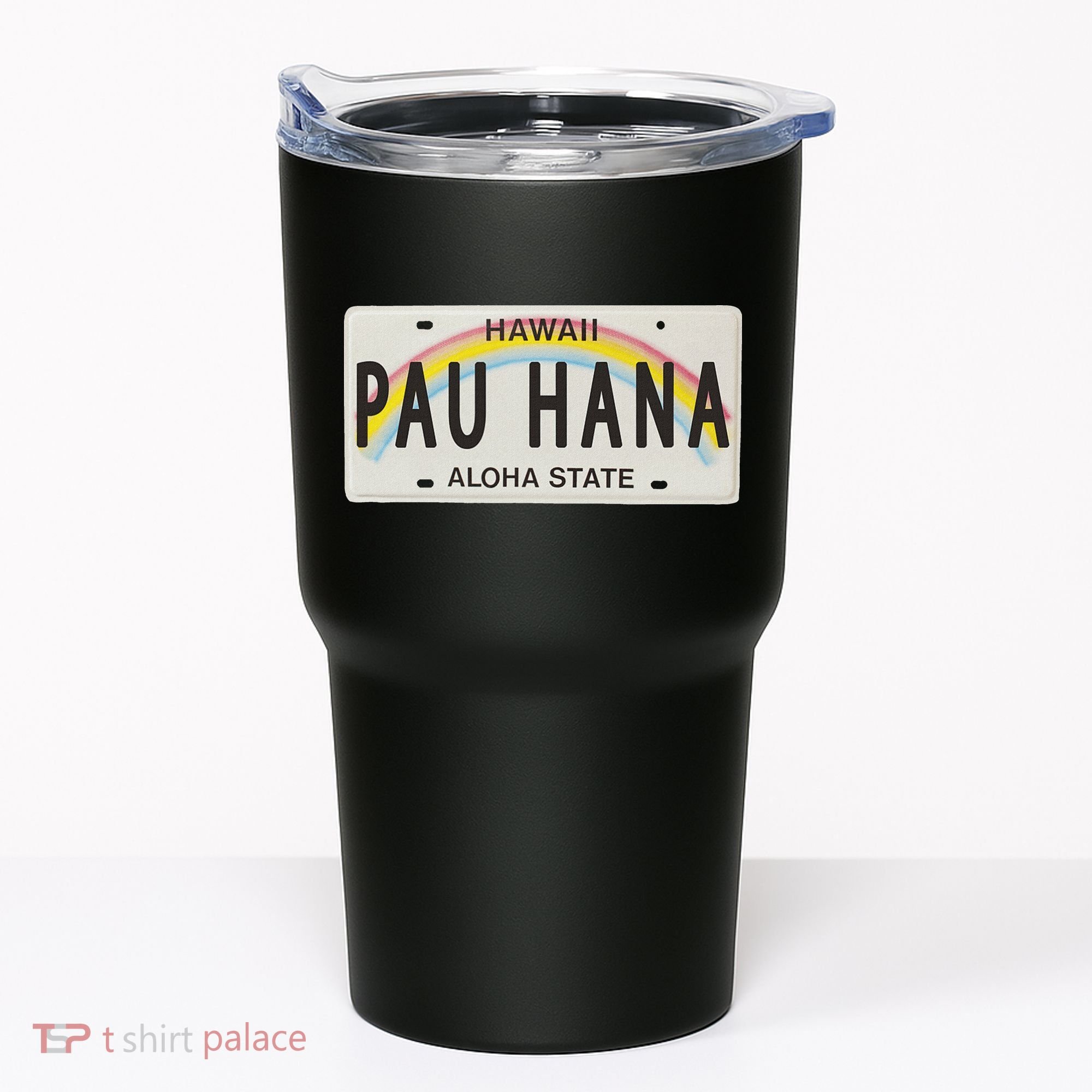 Pau Hana Hawaii License Plate Tumbler
