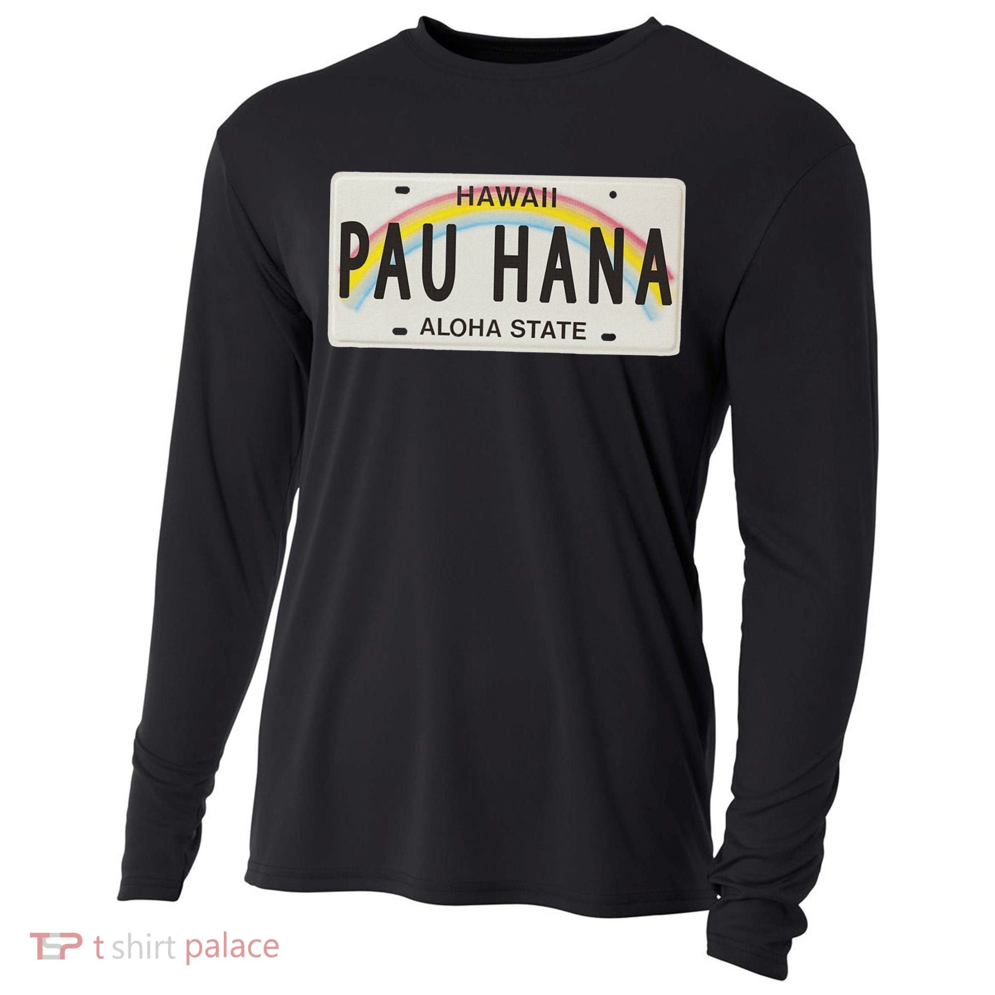 Pau Hana Hawaii License Plate Cooling Performance Long Sleeve Crew