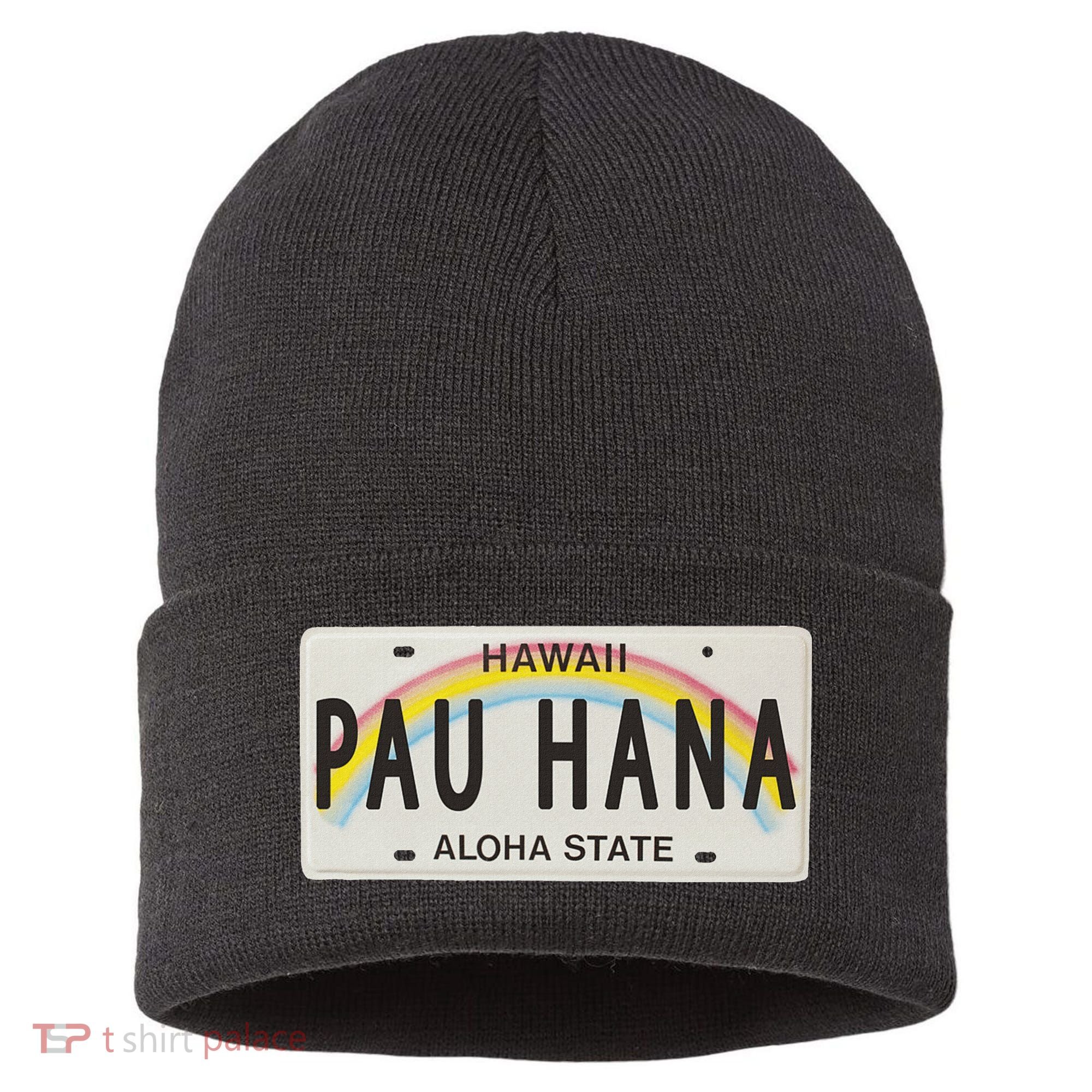 Pau Hana Hawaii License Plate Sustainable Knit Beanie