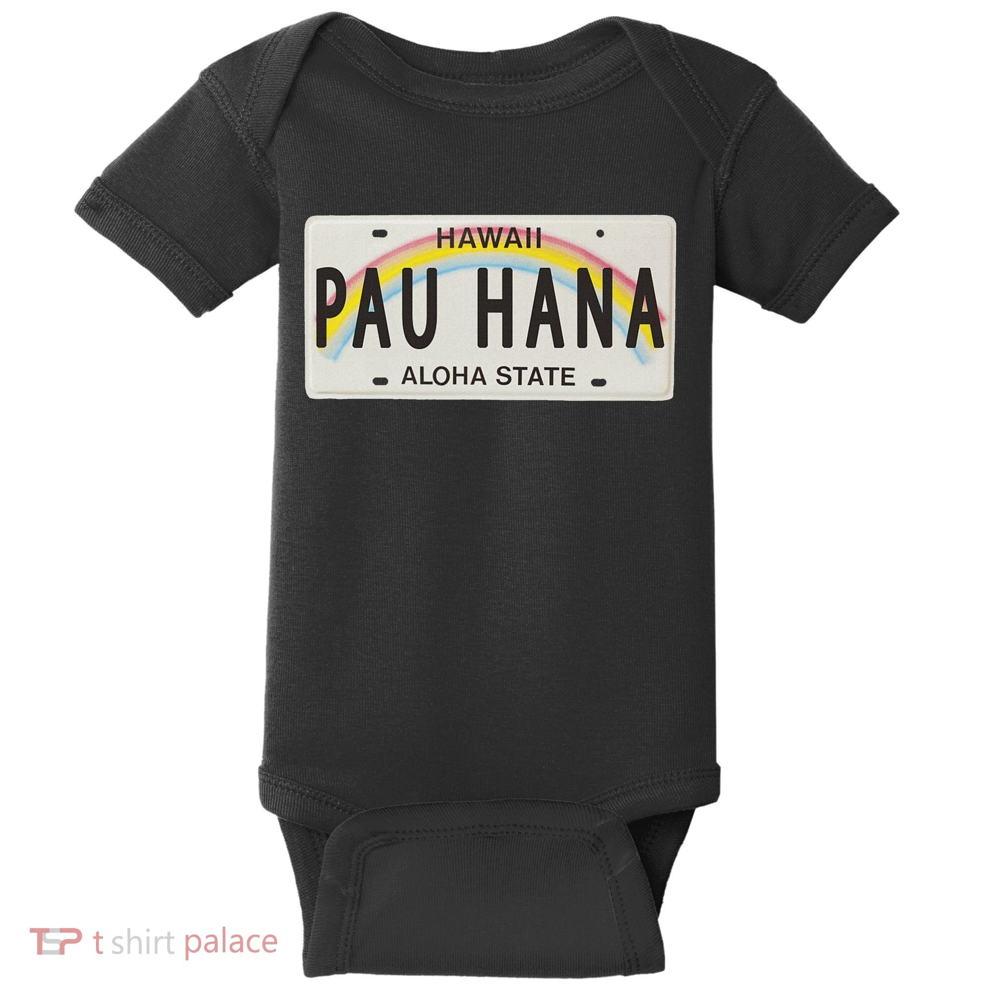 Pau Hana Hawaii License Plate Baby Bodysuit
