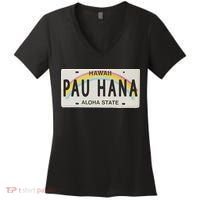 Pau Hana Hawaii License Plate Women's V-Neck T-Shirt thumb 0