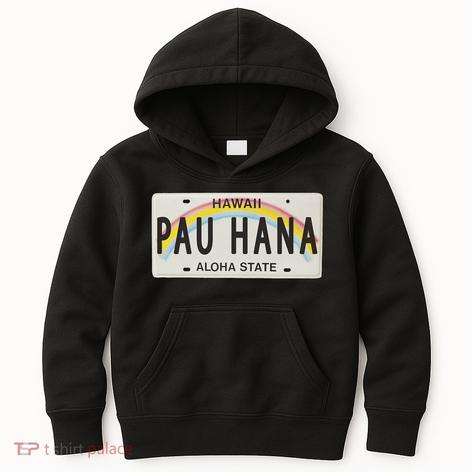 Pau Hana Hawaii License Plate Kids Hoodie