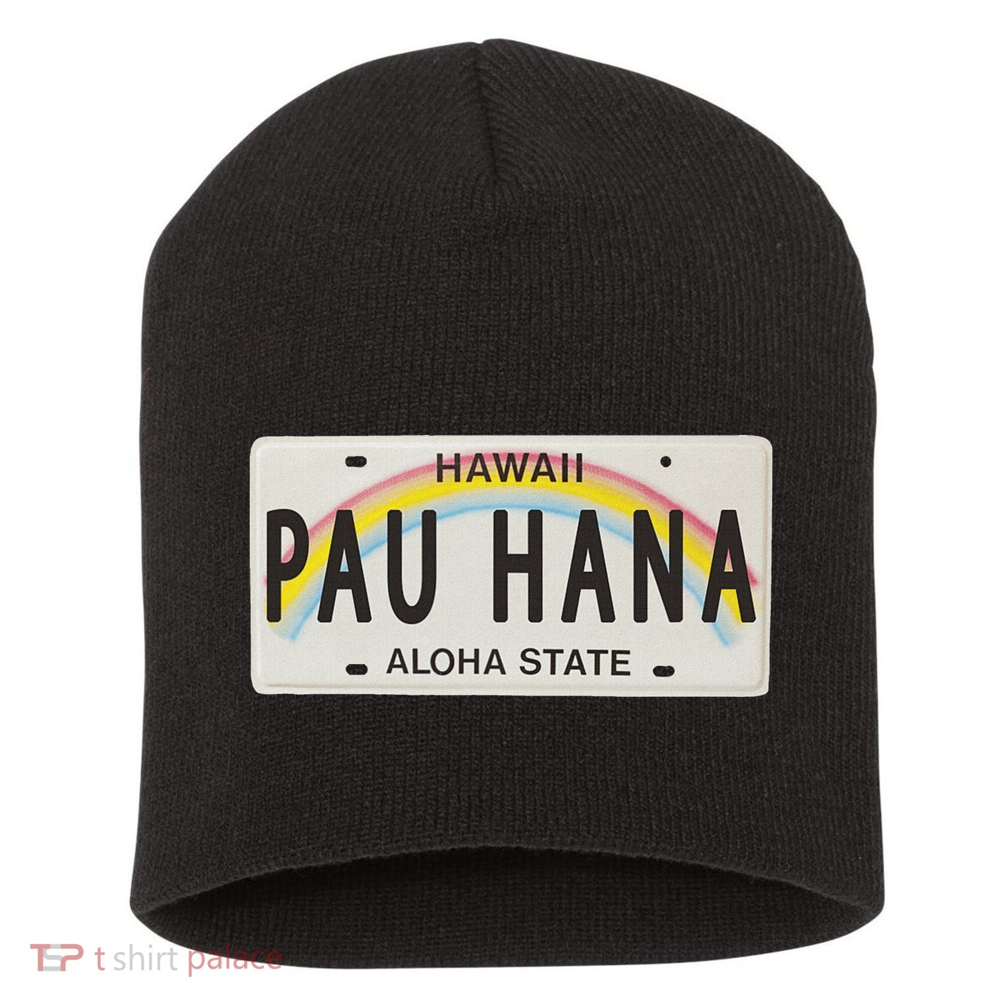 Pau Hana Hawaii License Plate Short Acrylic Beanie
