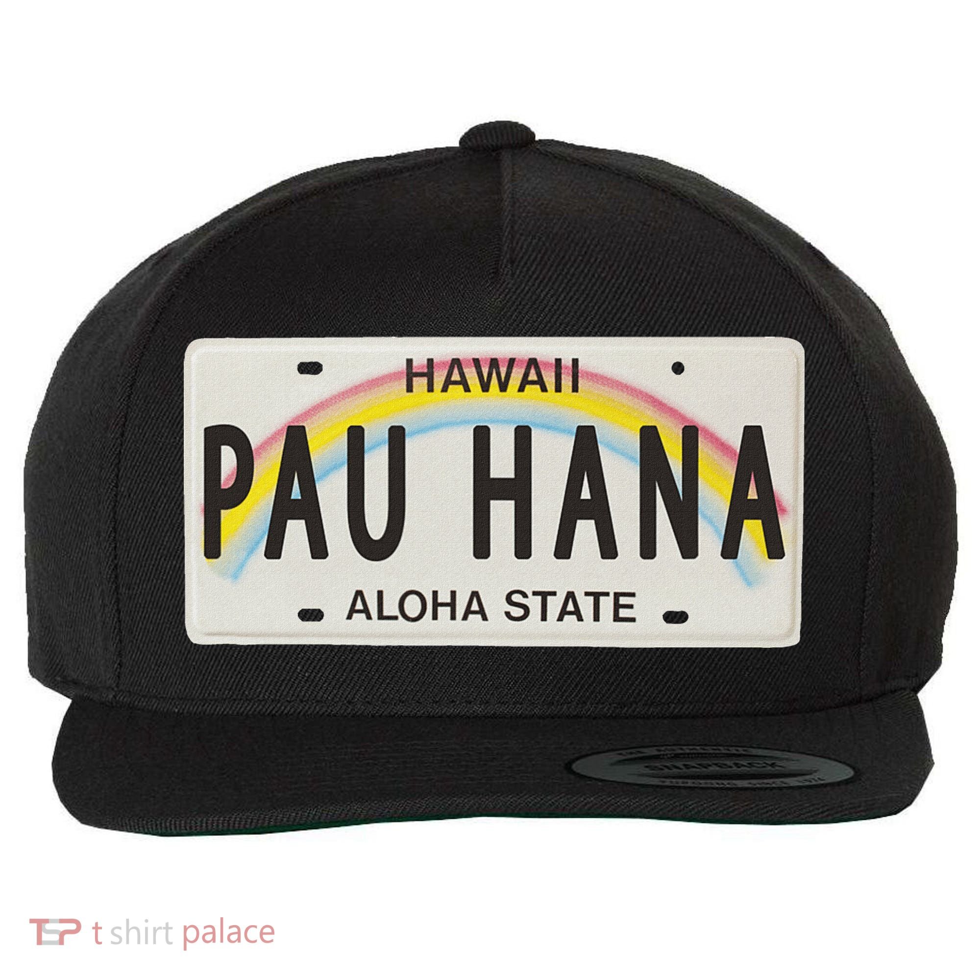 Pau Hana Hawaii License Plate Wool Snapback Cap