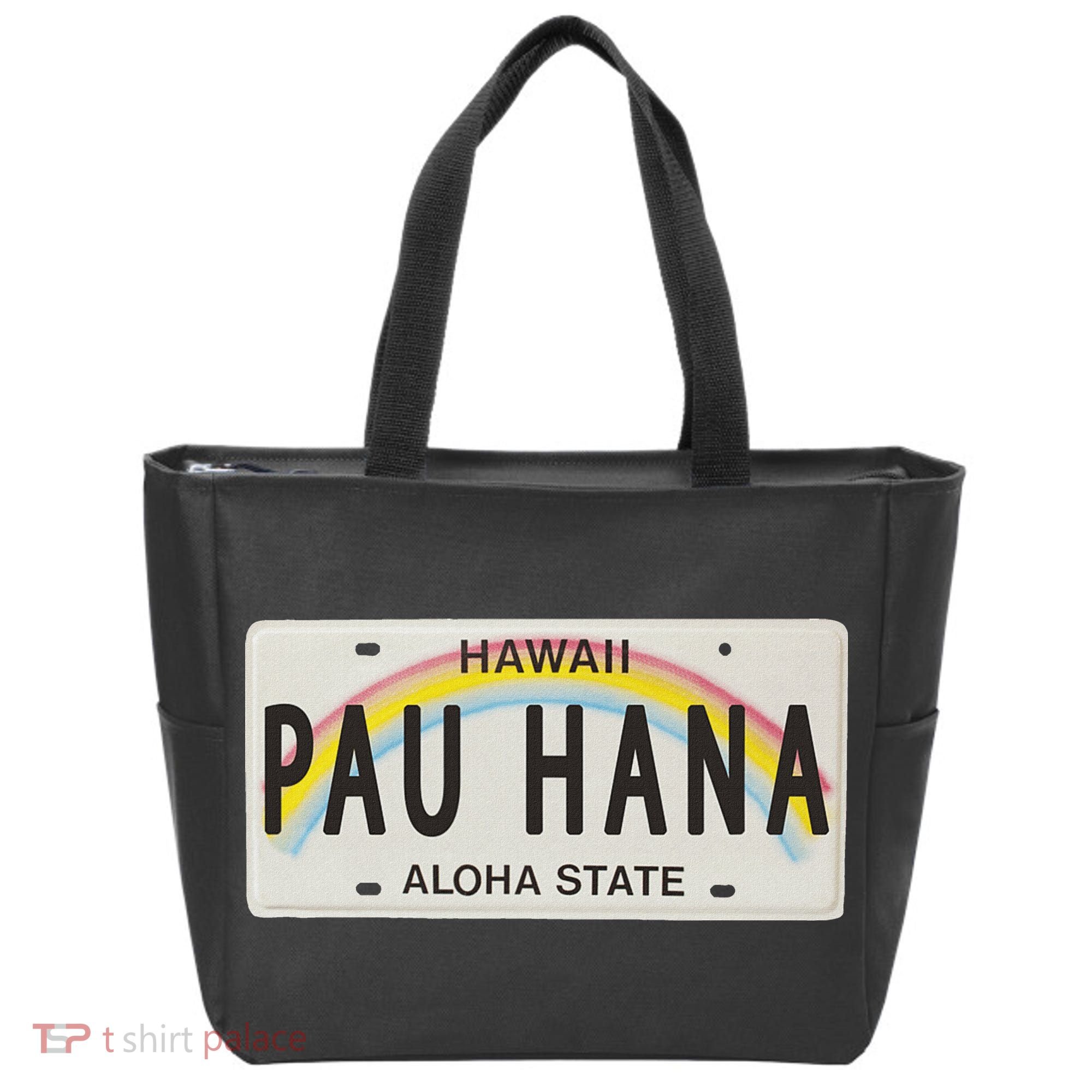 Pau Hana Hawaii License Plate Tote Bag